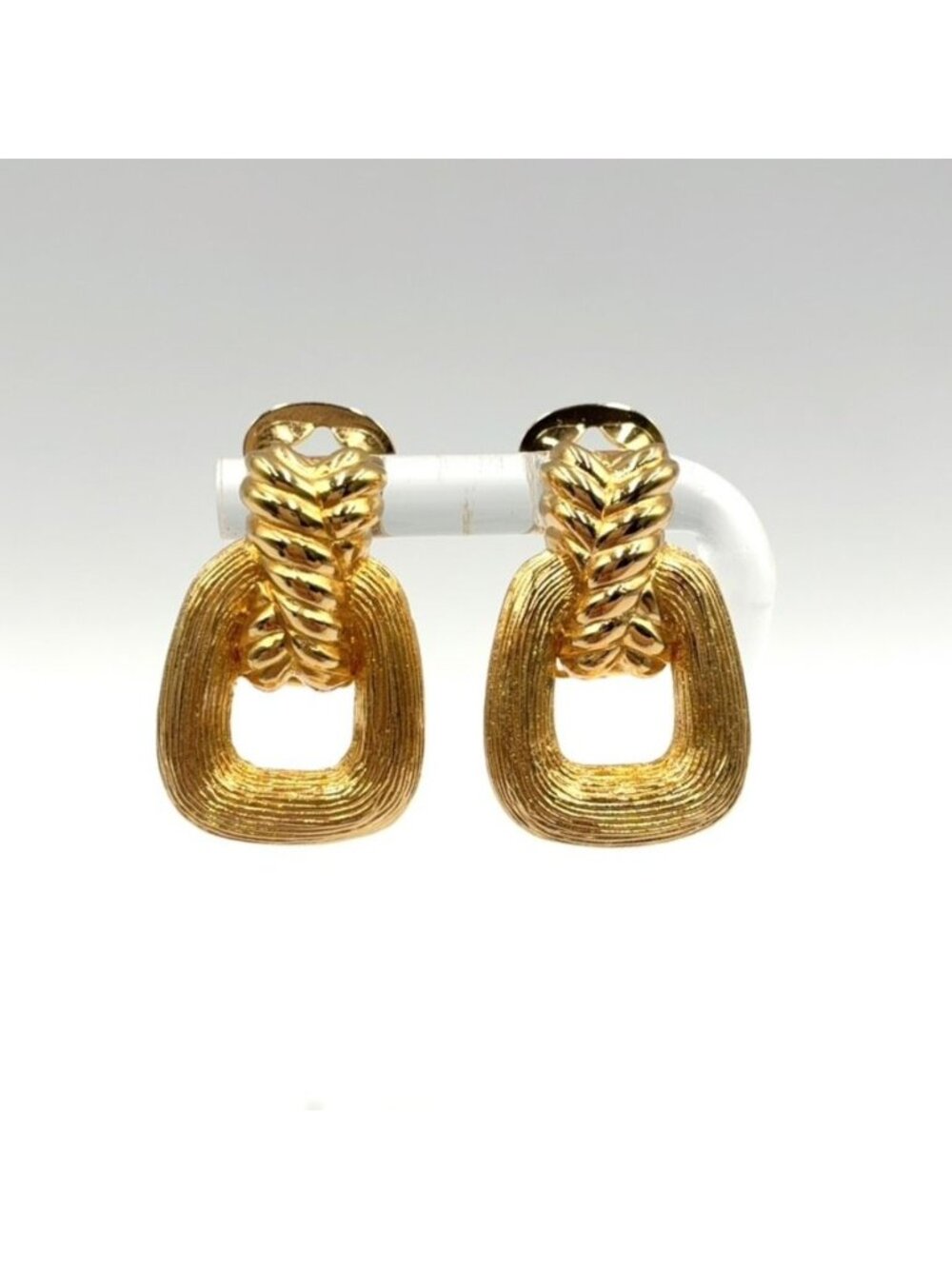 Dior Twist Door Knocker Shape Gold Plated Earrings